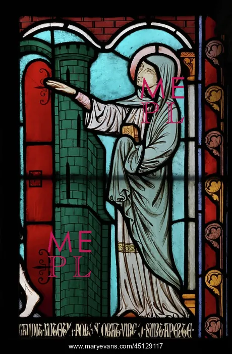 : St Genevieve stained glass window, Cloister, Cathedrale : St Genevieve stained glass window, Cloister, Cathedrale