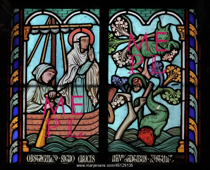 : St Genevieve stained glass window, Cloister, Cathedrale : St Genevieve stained glass window, Cloister, Cathedrale