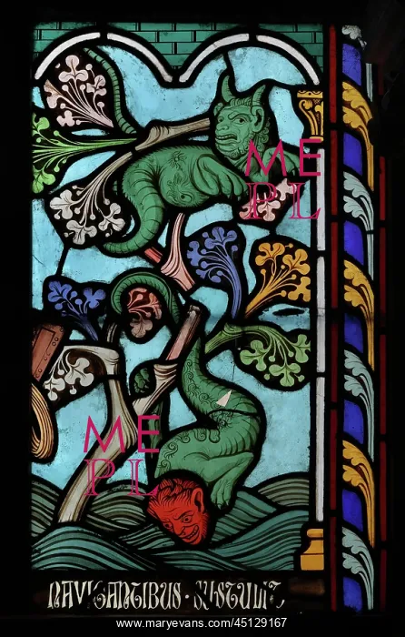 : St Genevieve stained glass window, Cloister, Cathedrale : St Genevieve stained glass window, Cloister, Cathedrale