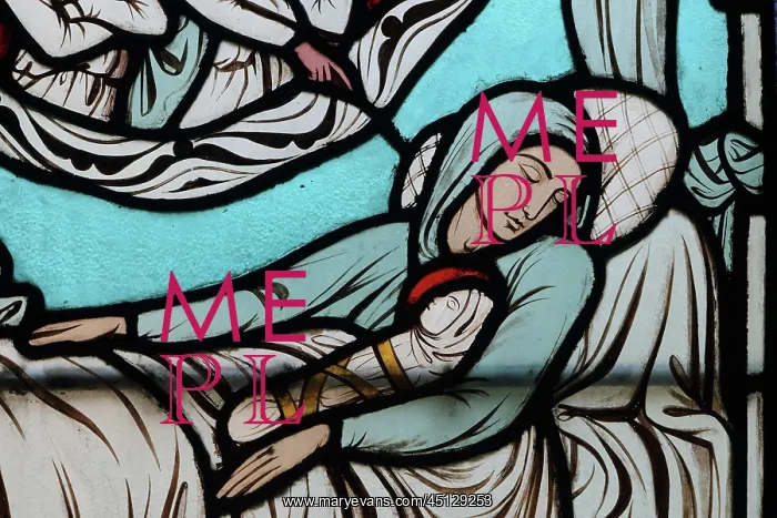 : St Genevieve stained glass window, Cloister, Cathedrale : St Genevieve stained glass window, Cloister, Cathedrale