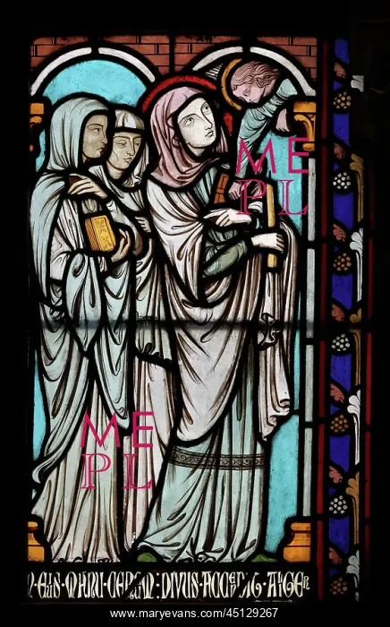 : St Genevieve stained glass window, Cloister, Cathedrale : St Genevieve stained glass window, Cloister, Cathedrale