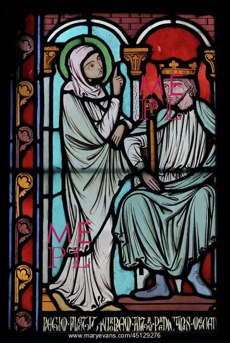 : St Genevieve stained glass window, Cloister, Cathedrale : St Genevieve stained glass window, Cloister, Cathedrale