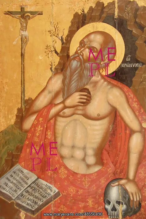 : St. Jerome. First half of the 18th century. Byzantine Museum : St. Jerome. First half of the 18th century. Byzantine Museum