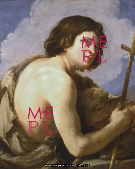: St John the Baptist with his the lamb and a simple : St John the Baptist with his the lamb and a simple