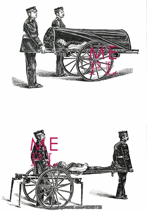 : The St John's ambulance wheel litter : The St John's ambulance wheel litter