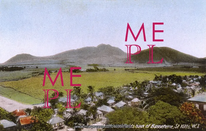 : St. Kitts - Mountains and fields behind Basseterre : St. Kitts - Mountains and fields behind Basseterre