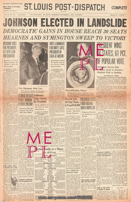 : St Louis Post Dispatch Lyndon B Johnson elected president : St Louis Post Dispatch Lyndon B Johnson elected president