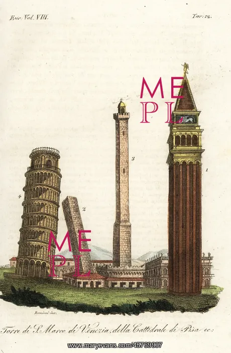 : St. Mark's Camanile, the Two Towers and Leaning : St. Mark's Camanile, the Two Towers and Leaning
