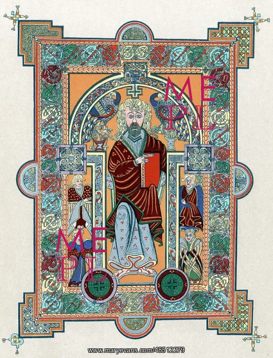 : St Matthew from the Book of Kells, Latin manuscript : St Matthew from the Book of Kells, Latin manuscript