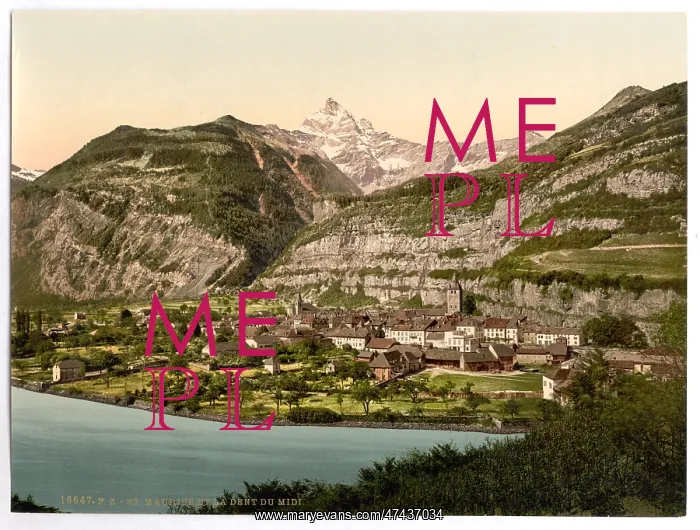 : St. Maurice and Dent du Midi, Valais, Alps of, Switzerland : St. Maurice and Dent du Midi, Valais, Alps of, Switzerland