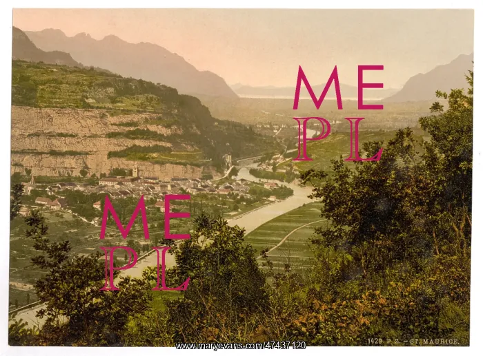 : St. Maurice, general view, Valais, Alps of, Switzerland : St. Maurice, general view, Valais, Alps of, Switzerland