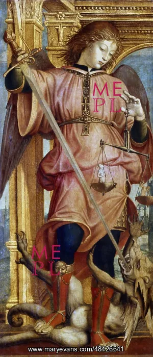 : St Michael the Archangel fighting dragon with : St Michael the Archangel fighting dragon with