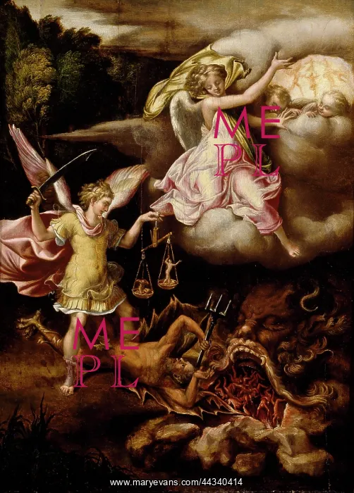 : St Michael subduing Satan and weighing the Souls of the Dead : St Michael subduing Satan and weighing the Souls of the Dead