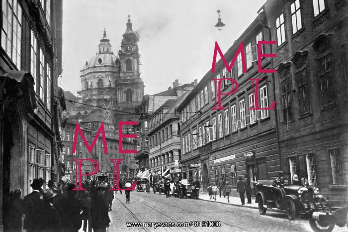: The St. Nicolas Church in Prague is on fire, 1925 : The St. Nicolas Church in Prague is on fire, 1925