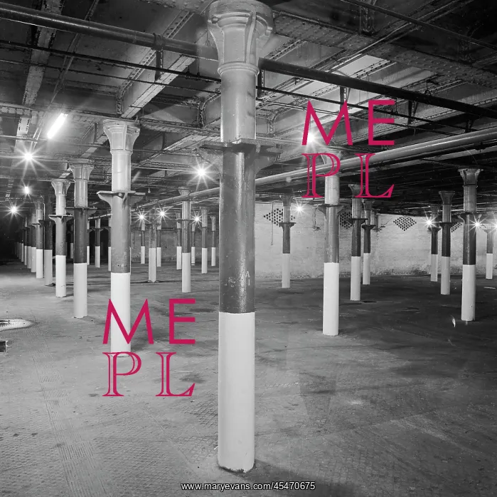 : St Pancras Station - interior of the carpark in the vaults : St Pancras Station - interior of the carpark in the vaults