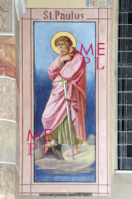 : St Paul, wall fresco : St Paul, wall fresco