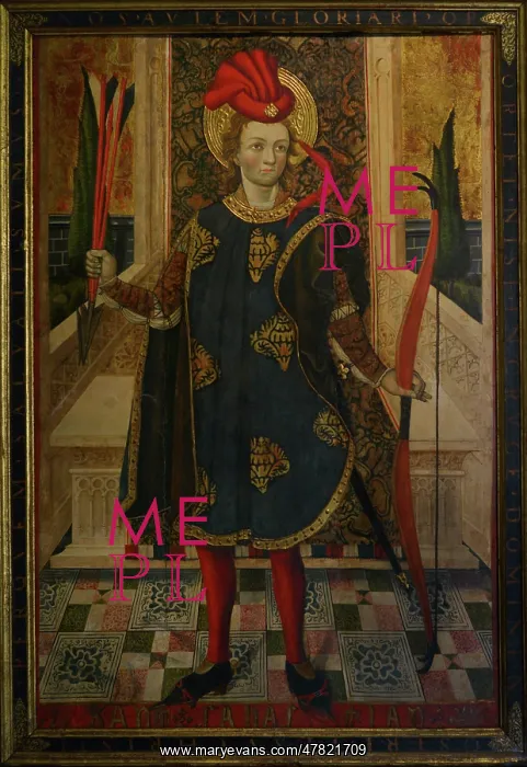 : St Sebastian. Medieval representation of the saint : St Sebastian. Medieval representation of the saint
