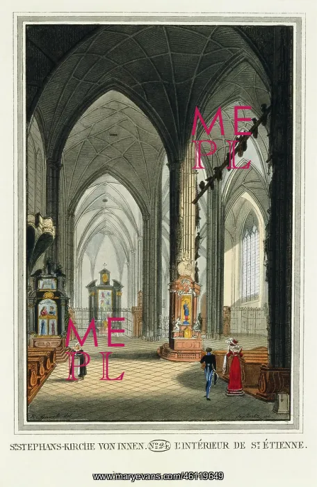 : St. Stephans-Kirche von innen 1825. Colored : St. Stephans-Kirche von innen 1825. Colored