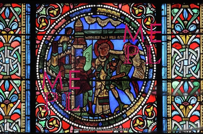 : St Stephen, stained glass window, Cathedrale St-Julien : St Stephen, stained glass window, Cathedrale St-Julien