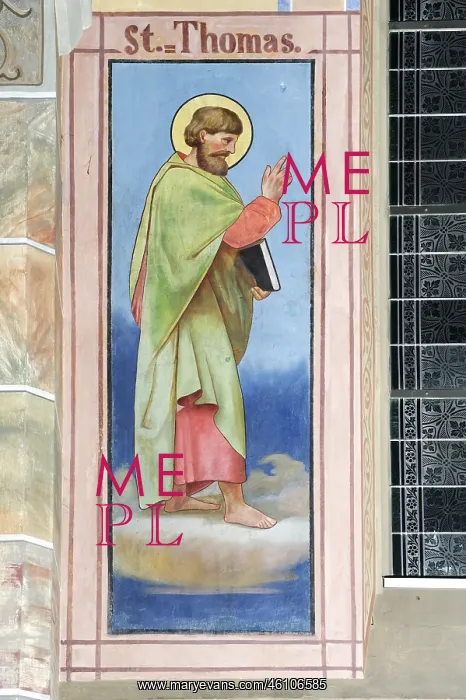 : St Thomas, wall fresco : St Thomas, wall fresco