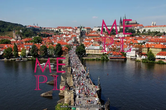 : St. Vitus Cathedral and Charles Bridge, Prague : St. Vitus Cathedral and Charles Bridge, Prague