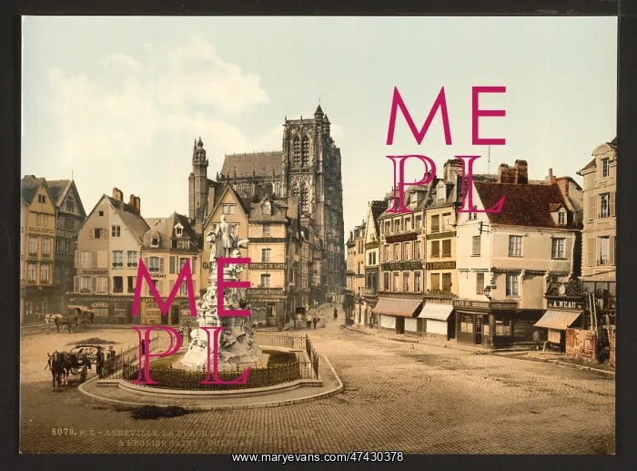: St. Vulfran and square of Admiral Courbet, Abbeville, France : St. Vulfran and square of Admiral Courbet, Abbeville, France