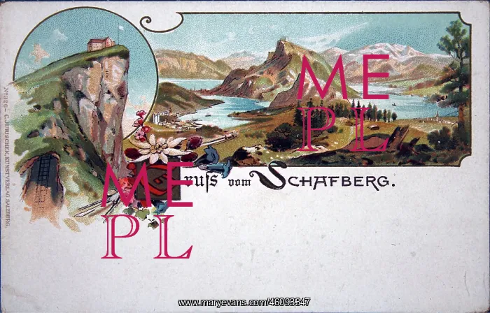 : St. Wolfgang. Greeting card from Schafberg with : St. Wolfgang. Greeting card from Schafberg with