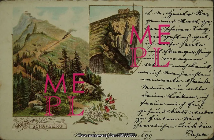 : St. Wolfgang. Greeting card from Schafberg with : St. Wolfgang. Greeting card from Schafberg with