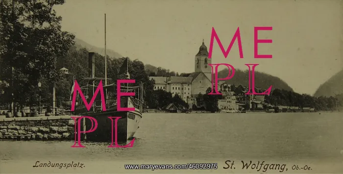 : St. Wolfgang. Landungsplatz with steamer. About : St. Wolfgang. Landungsplatz with steamer. About