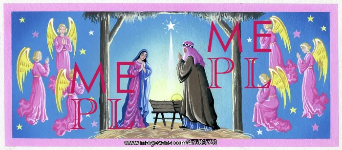 : Stable at Bethlehem with six Angels : Stable at Bethlehem with six Angels