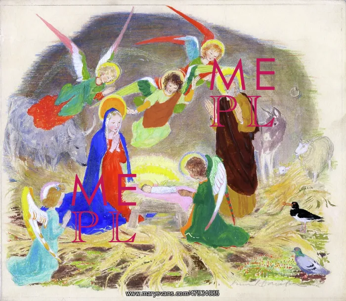 : Stable scene with Holy Family and five Angels : Stable scene with Holy Family and five Angels