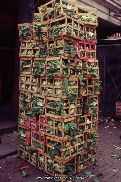 : Stack of crates on a London street : Stack of crates on a London street