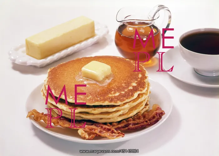 : Stack of Pancakes Bacon Stick of Butter Cup of : Stack of Pancakes Bacon Stick of Butter Cup of