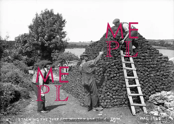 : Stacking the Turf for Winter Use, Co. Antrim : Stacking the Turf for Winter Use, Co. Antrim