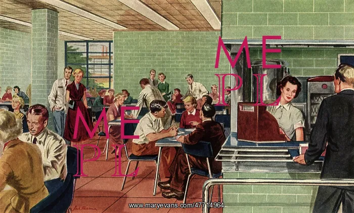 : Staff Eats in Cafeteria : Staff Eats in Cafeteria