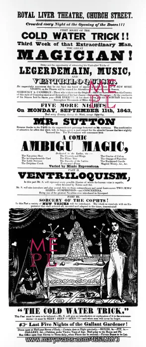 : Stage Magician Advertisement, 1843 : Stage Magician Advertisement, 1843