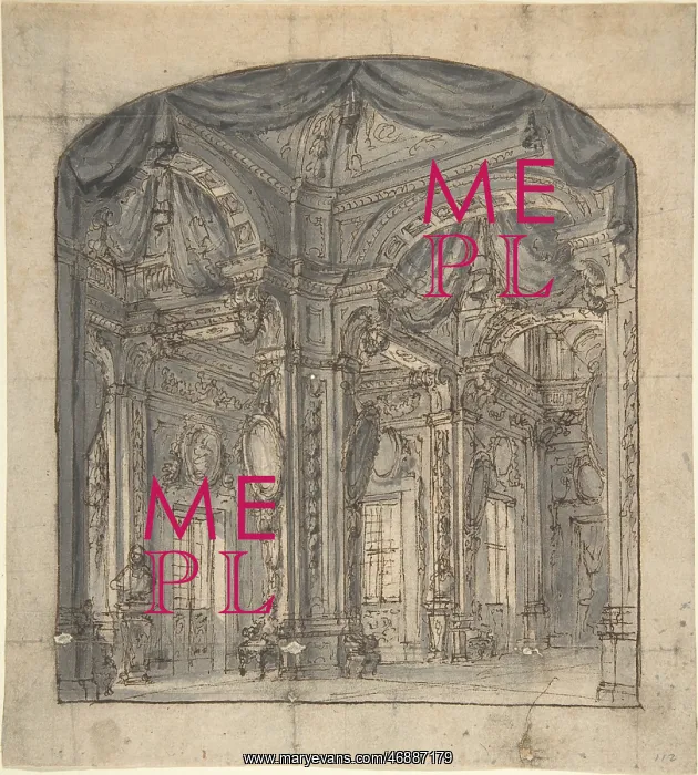 : Stage Set of a Room Interior with Receding Perspective : Stage Set of a Room Interior with Receding Perspective