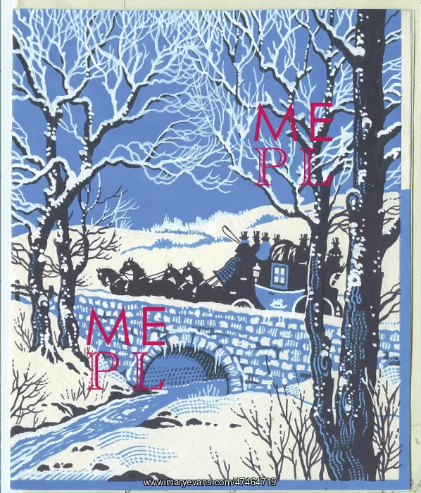 : Stagecoach passing over a bridge ? in the snow : Stagecoach passing over a bridge ? in the snow