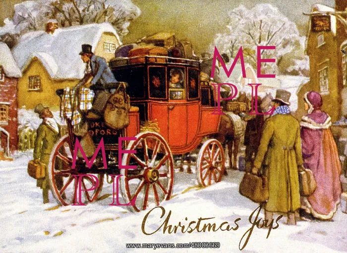 : Stagecoach scene in winter : Stagecoach scene in winter