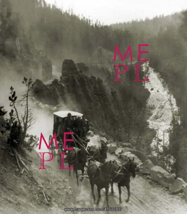 : Stagecoach, Virginia Canyon Road, Yellowstone NP, 1905 : Stagecoach, Virginia Canyon Road, Yellowstone NP, 1905