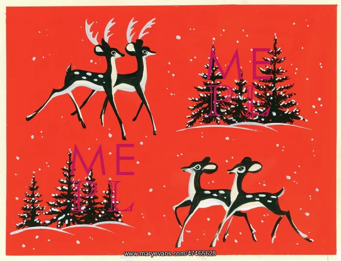 : Stags and Fawns with Christmas trees : Stags and Fawns with Christmas trees