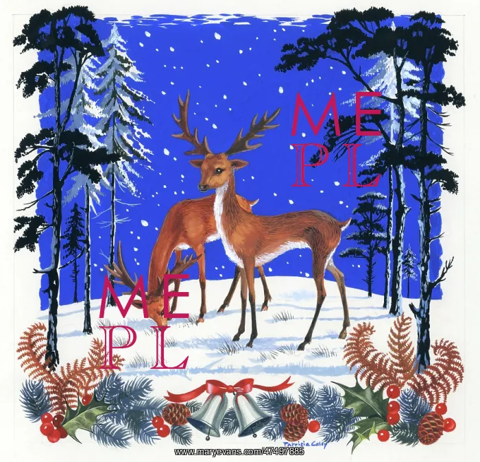 : Two stags in the snow : Two stags in the snow