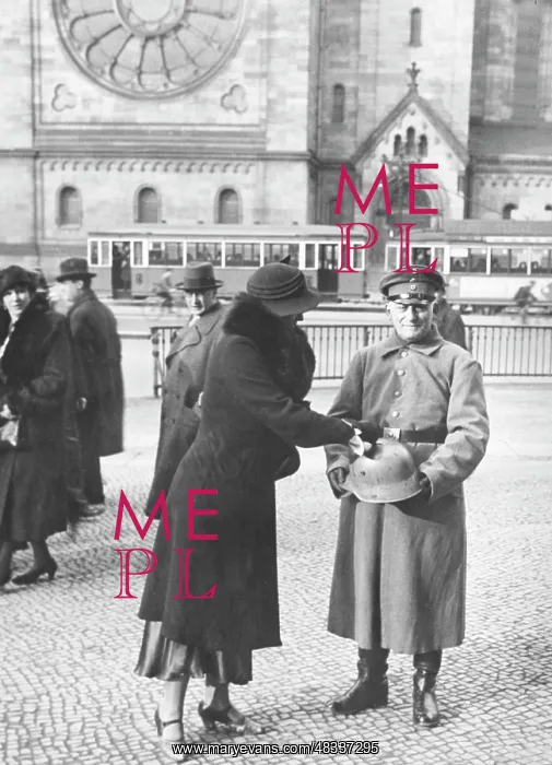 : The Stahlhelm collecting donations in Berlin, circa 1920s : The Stahlhelm collecting donations in Berlin, circa 1920s
