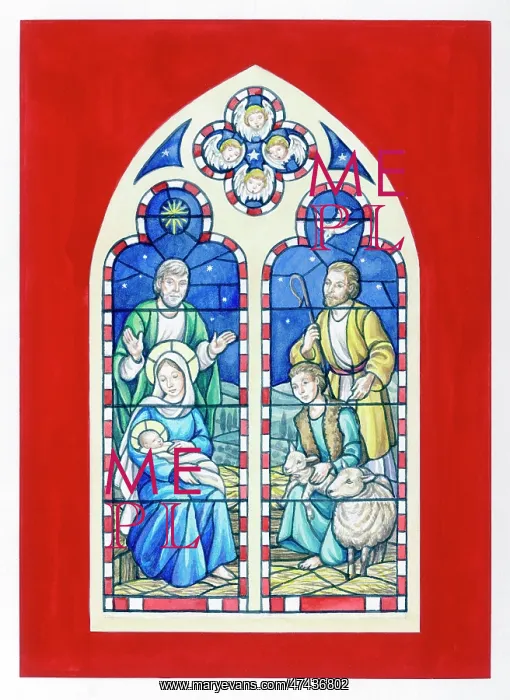  : Stained Glass Christmas Nativity Scene