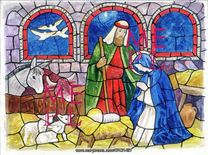  : Stained Glass Effect Nativity Scene