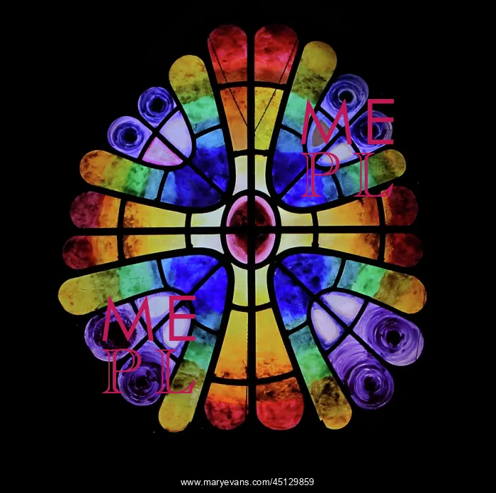 : Stained glass window, Crypta Guell, Colonia Guell : Stained glass window, Crypta Guell, Colonia Guell