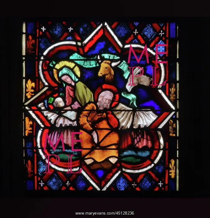 : Stained glass window detail, Cathedral Saint-Samson : Stained glass window detail, Cathedral Saint-Samson