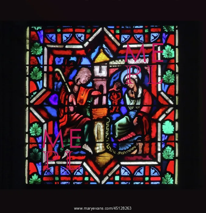 : Stained glass window detail, Cathedral Saint-Samson : Stained glass window detail, Cathedral Saint-Samson
