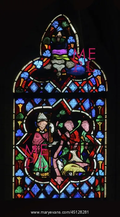: Stained glass window detail, Cathedral Saint-Samson : Stained glass window detail, Cathedral Saint-Samson