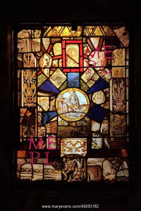 : Stained glass window, Fontfroide Abbey : Stained glass window, Fontfroide Abbey